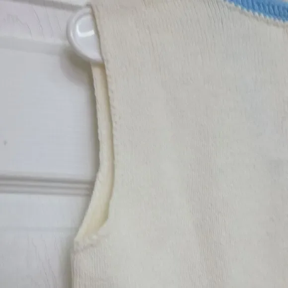 Vintage 1970s Hamton Court Tennis Skirt Cream/White And Blue Pleated Knitted NWT - Picture 10 of 10